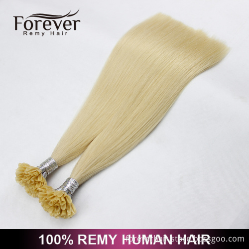 Forever the best 100% remy brazilian Human Hair Wholesale Italian Keratin top quality #613 double drawn cheap u tip hair